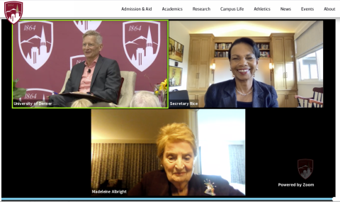 Haefner and secretaries on Zoom screen