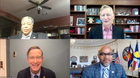Haefner and four mayors on Zoom screen